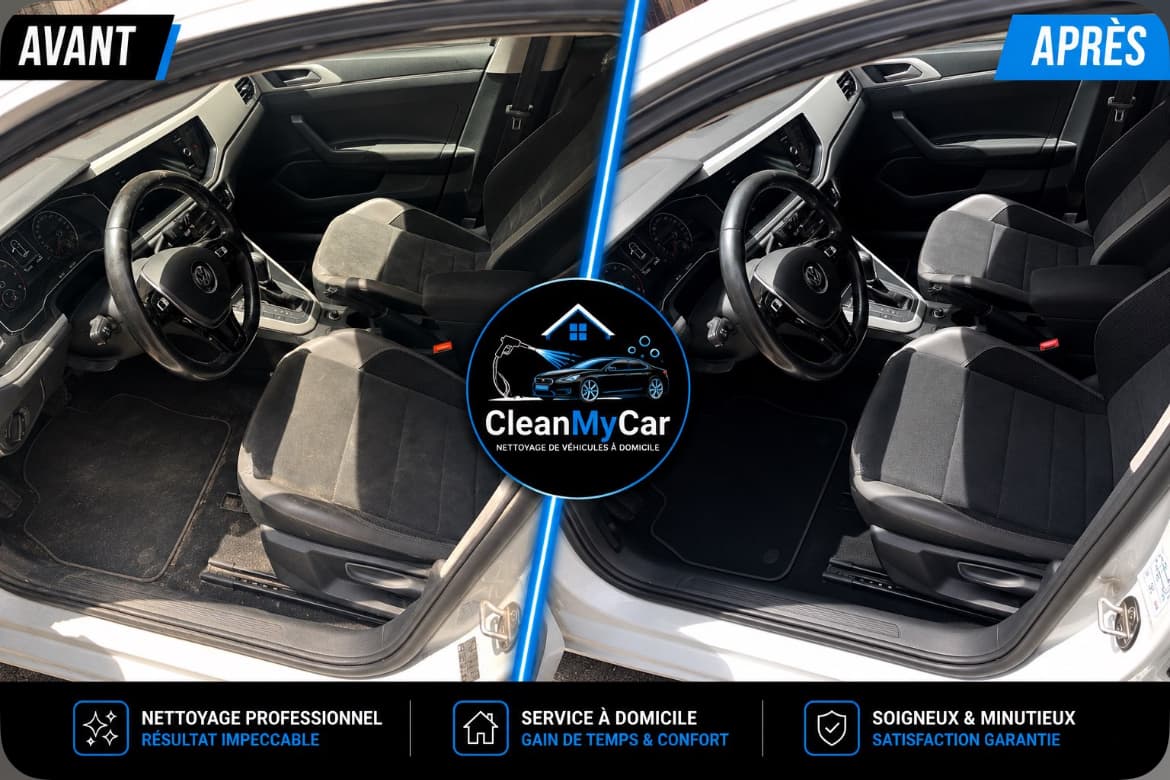 Avant / après : nettoyage intérieur d'une Volkswagen à domicile par CleanMyCar
